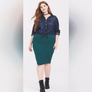 Torrid Green Ponte Pencil Skirt Size 1